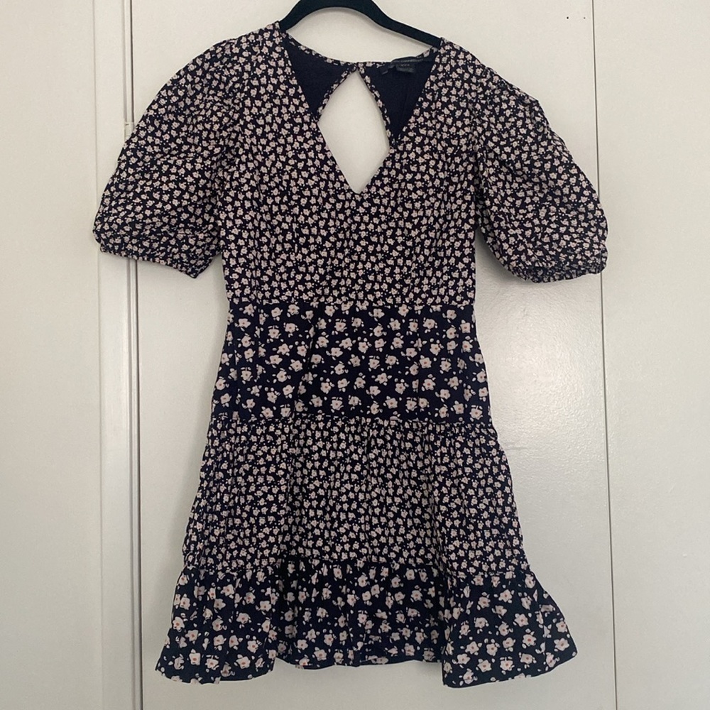 French Connection puff sleeve whimsy floral mini dress in blue size 6 - Picture 12 of 13
